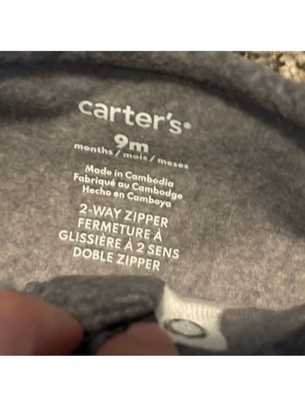 Brand NEW! Carter’s Gray Baby Fleece One Piece Footie 9 months NWT